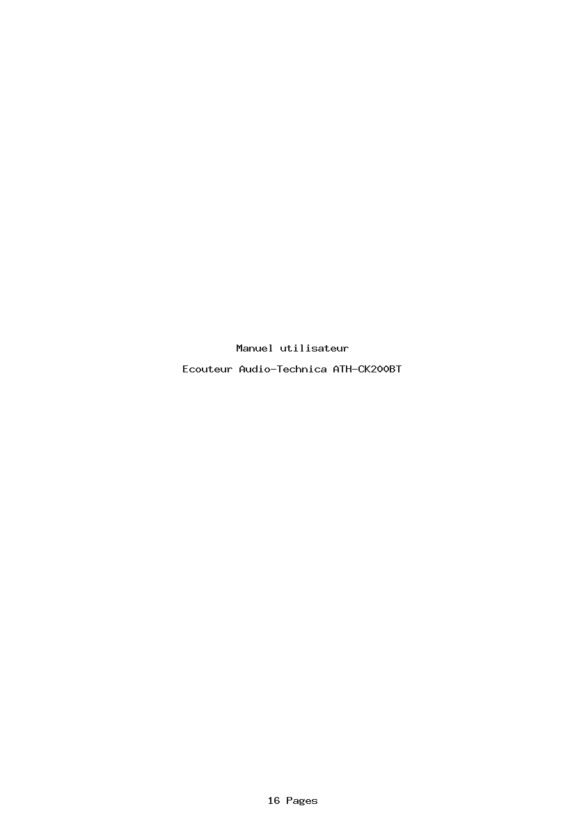 Page 1 de la notice Manuel utilisateur Audio-Technica ATH-CK200BT