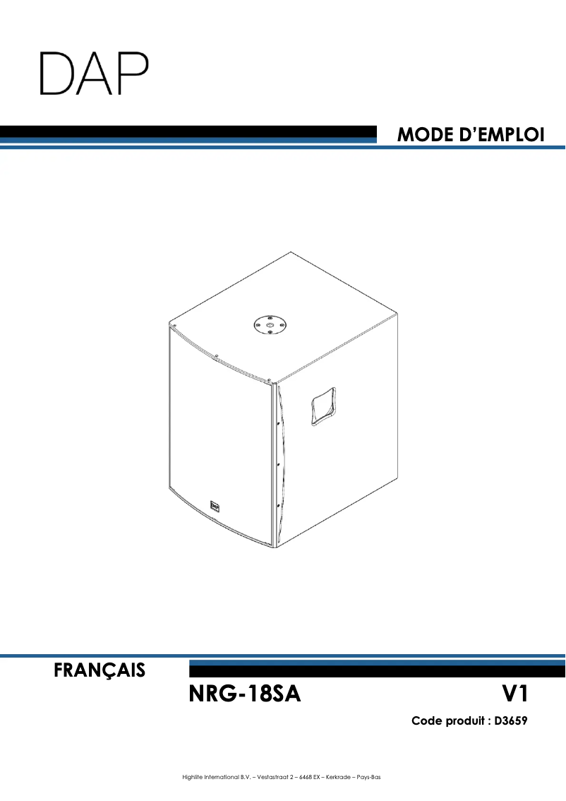 Page 1 de la notice Manuel utilisateur DAP-Audio NRG-18SA