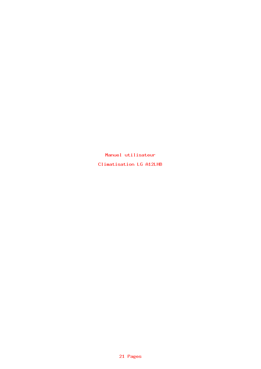 Page 1 de la notice Manuel utilisateur LG A12LHB