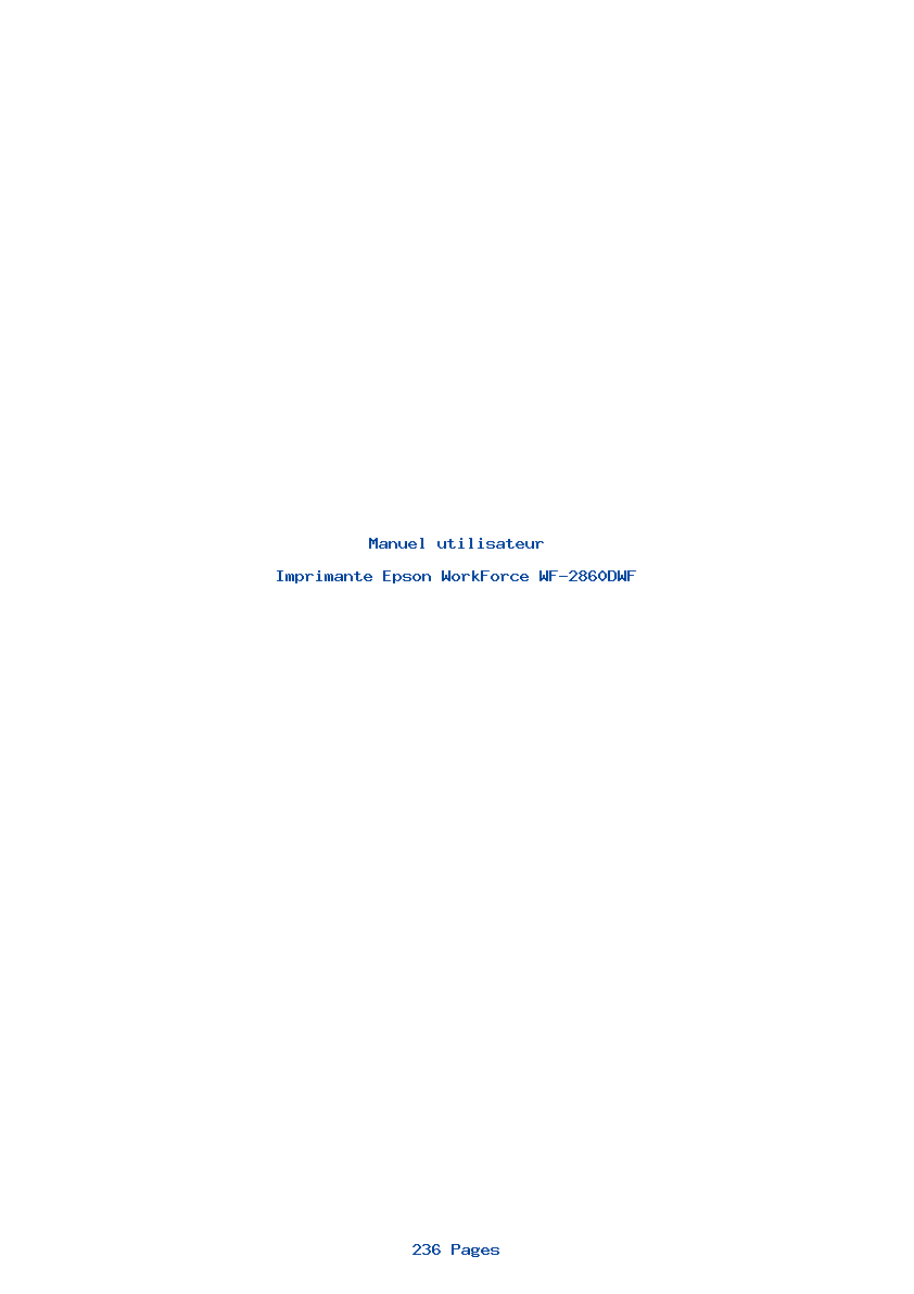 Page 1 de la notice Manuel utilisateur Epson WorkForce WF-2860DWF