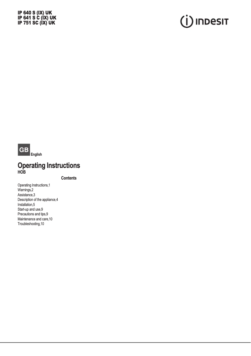 Image de la première page du manuel de l'appareil IP 640 S (IX) UK