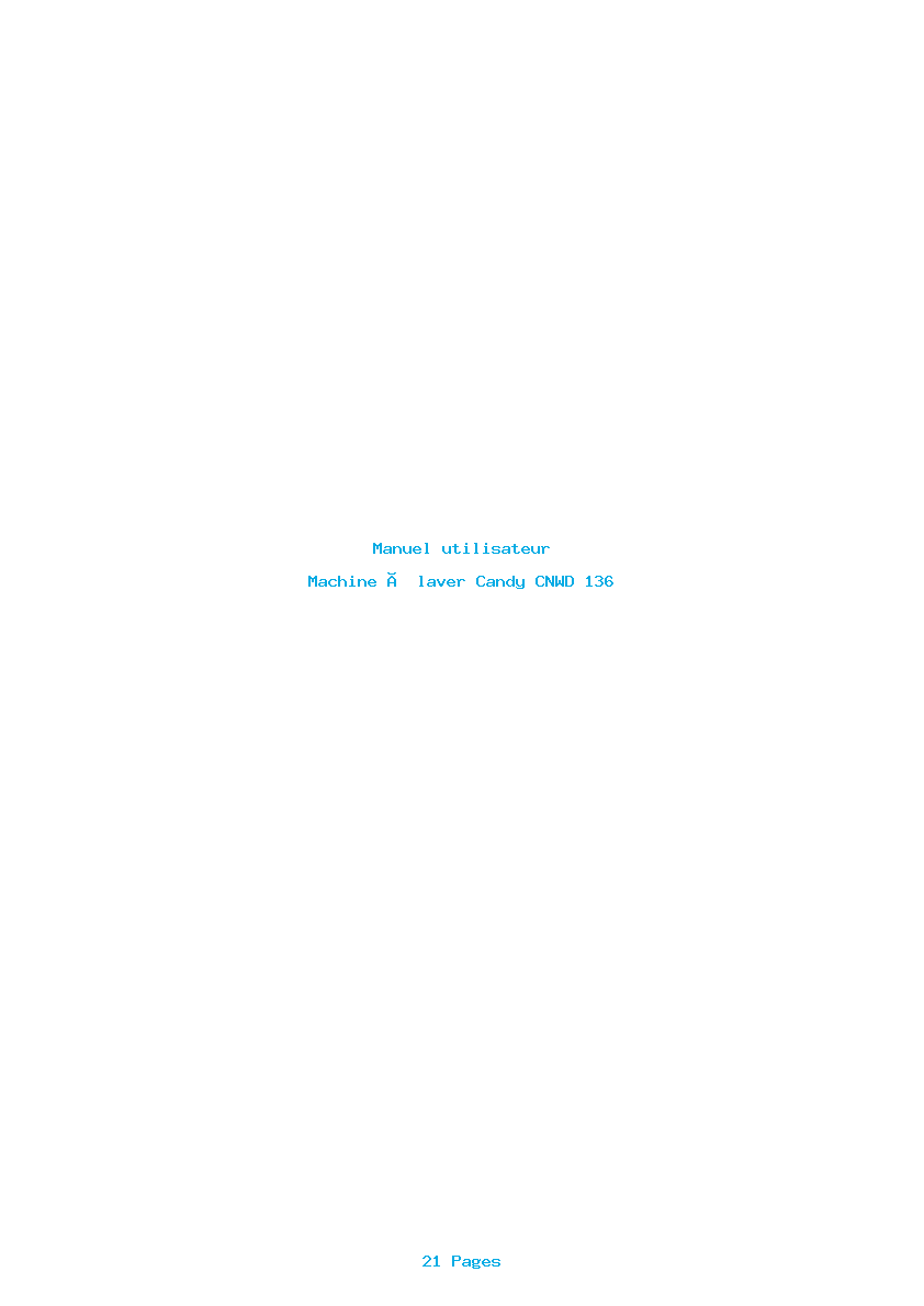 Page 1 de la notice Manuel utilisateur Candy CNWD 136