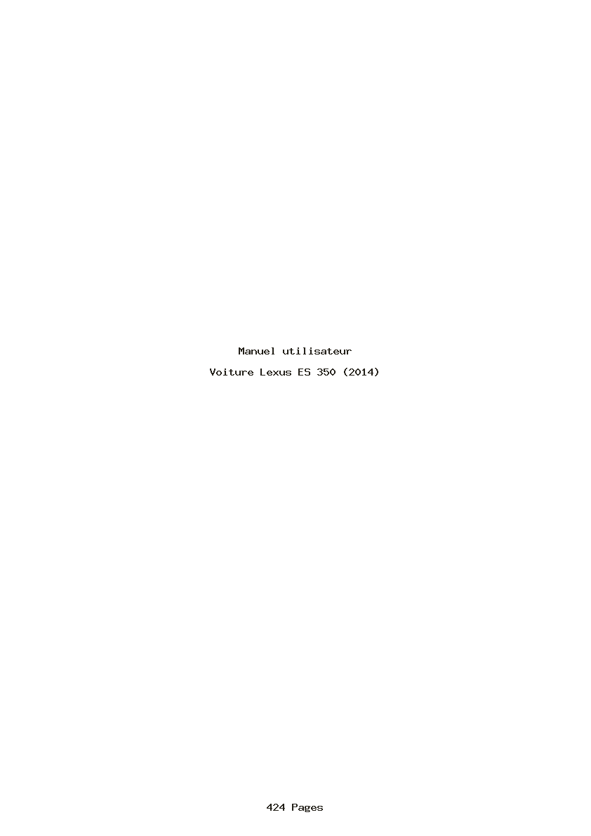 Page 1 de la notice Manuel utilisateur Lexus ES 350 (2014)