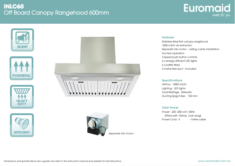Page 1 de la notice Fiche technique Euromaid INLC60