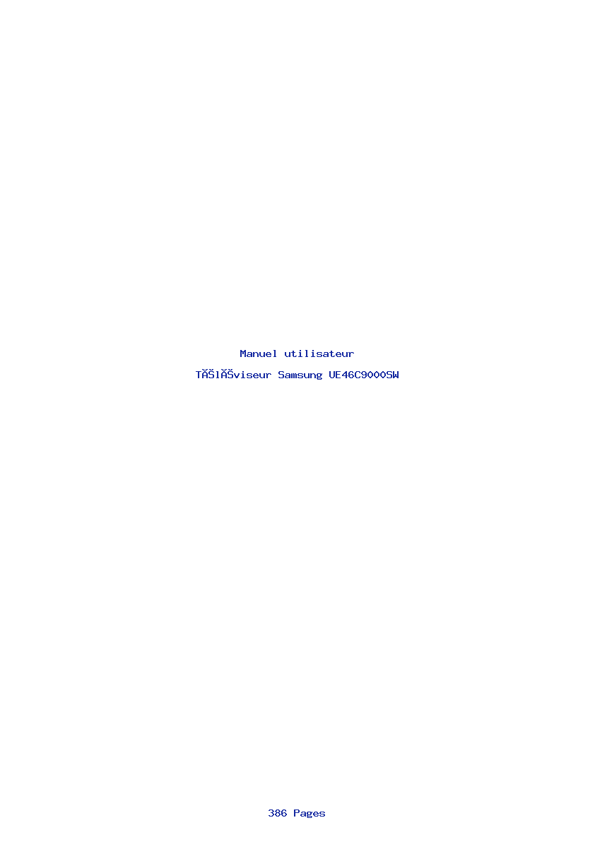 Page 1 de la notice Manuel utilisateur Samsung UE46C9000SW