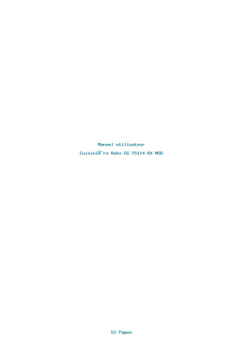 Page 1 de la notice Manuel utilisateur Beko GG 15114 DX NSD