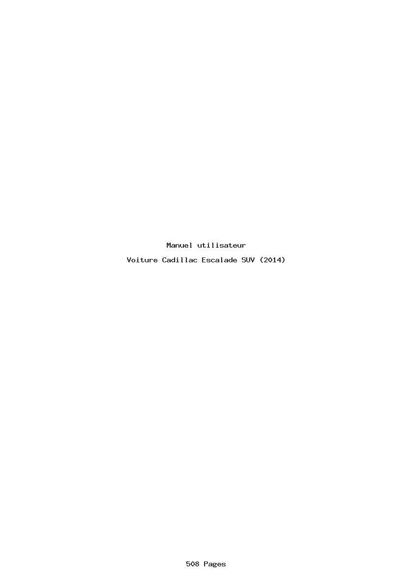Page 1 de la notice Manuel utilisateur Cadillac Escalade SUV (2014)