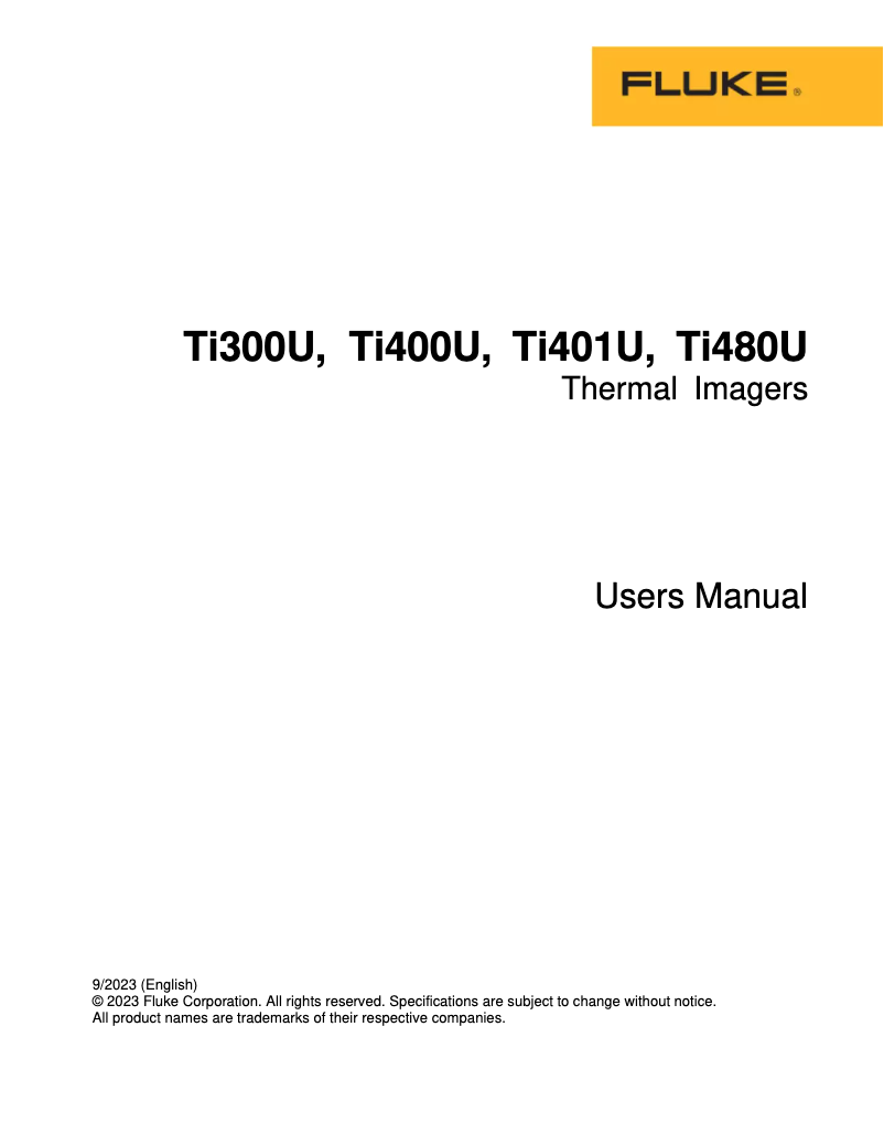 Page 1 de la notice Manuel utilisateur Fluke Ti480U