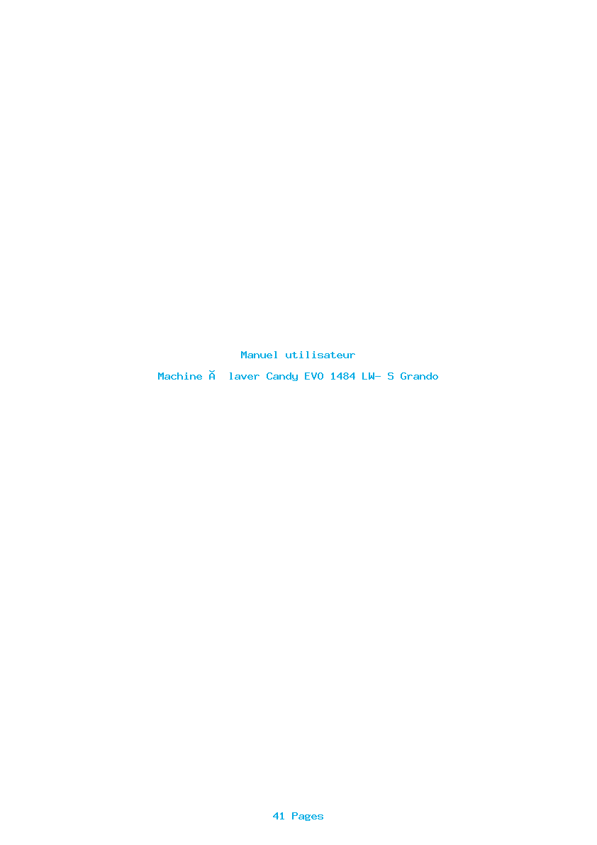 Page 1 de la notice Manuel utilisateur Candy EVO 1484 LW- S Grando