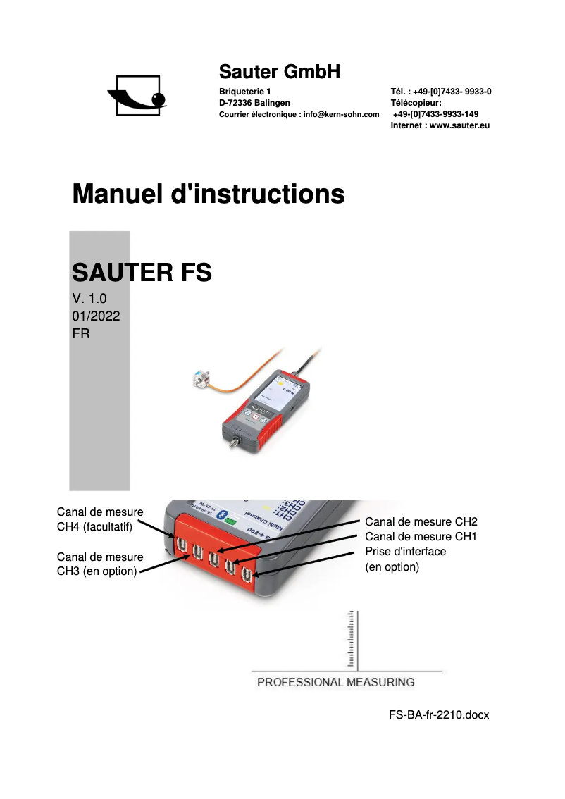 Page 1 de la notice Manuel utilisateur Kern FS 2-50