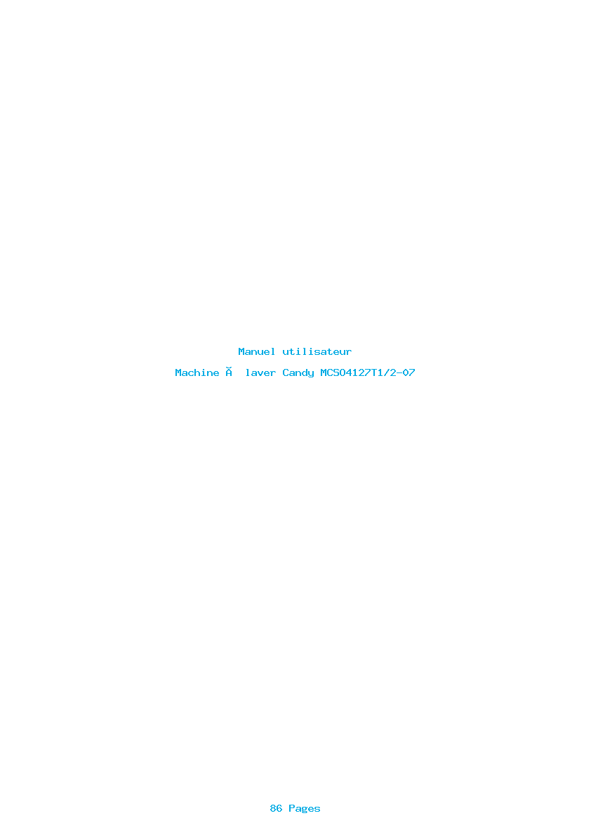 Page 1 de la notice Manuel utilisateur Candy MCSO4127T1/2-07