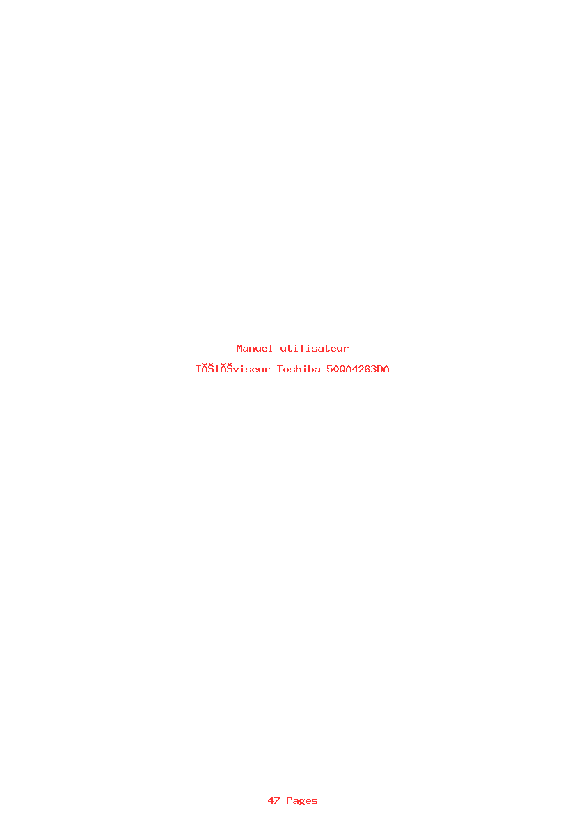 Page 1 de la notice Manuel utilisateur Toshiba 50QA4263DA