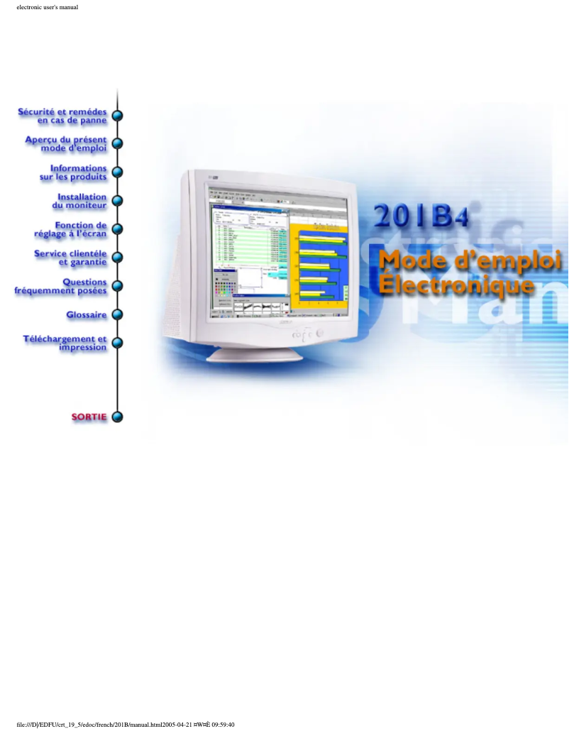 Page n°1 - Manuel utilisateur Philips 201B40