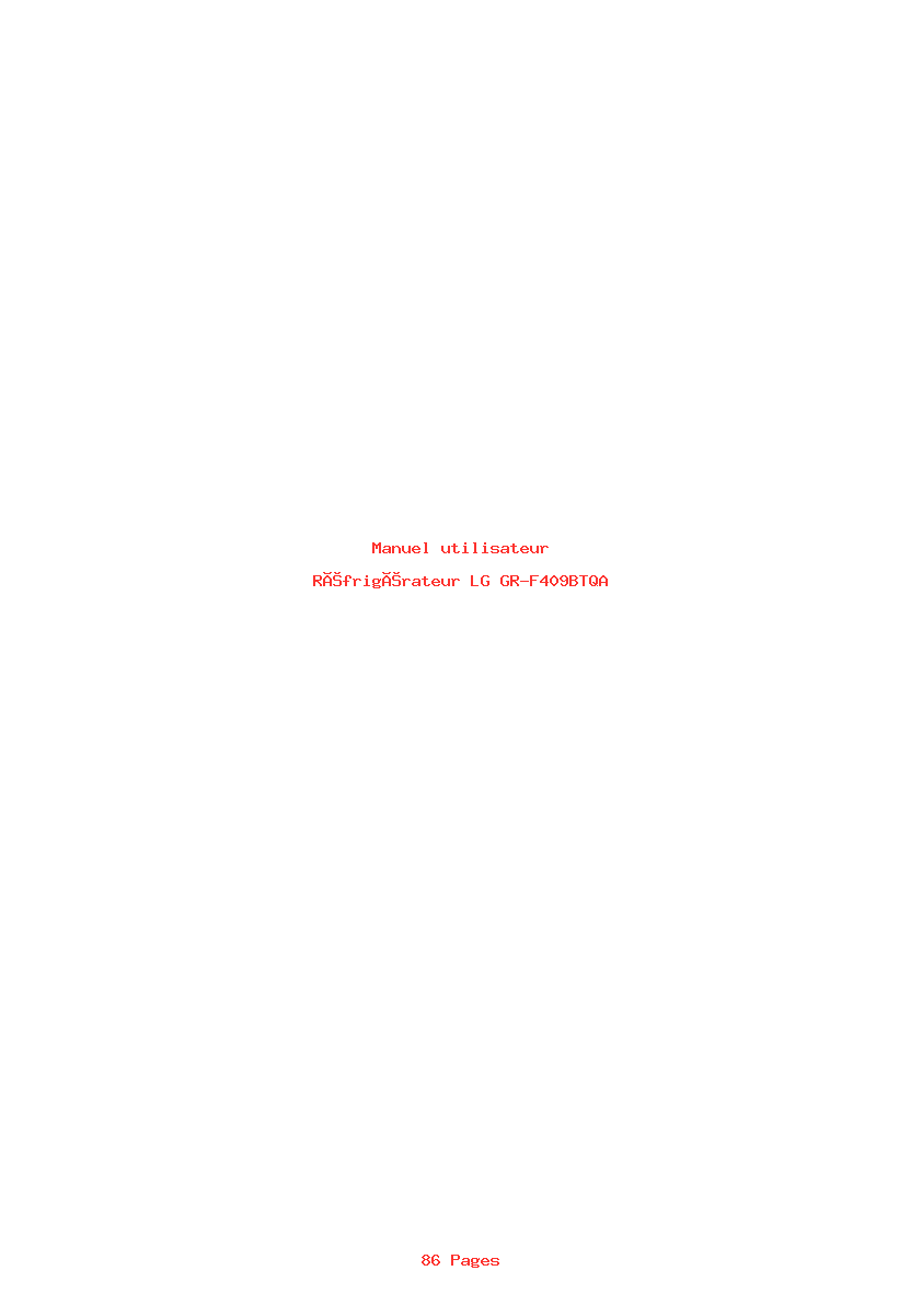 Page 1 de la notice Manuel utilisateur LG GR-F409BTQA
