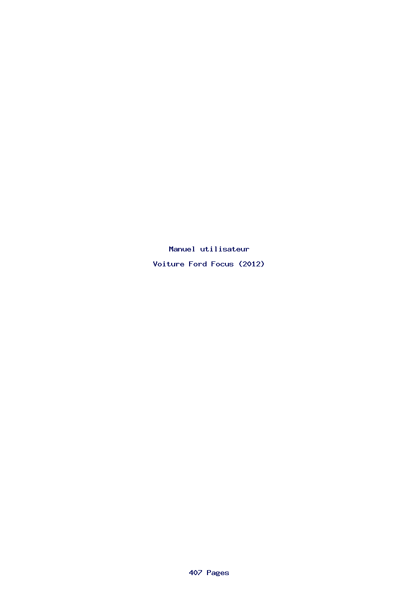 Page 1 de la notice Manuel utilisateur Ford Focus (2012)