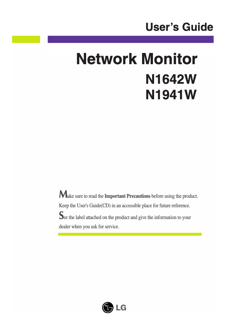 Page 1 de la notice Manuel utilisateur LG N1642W