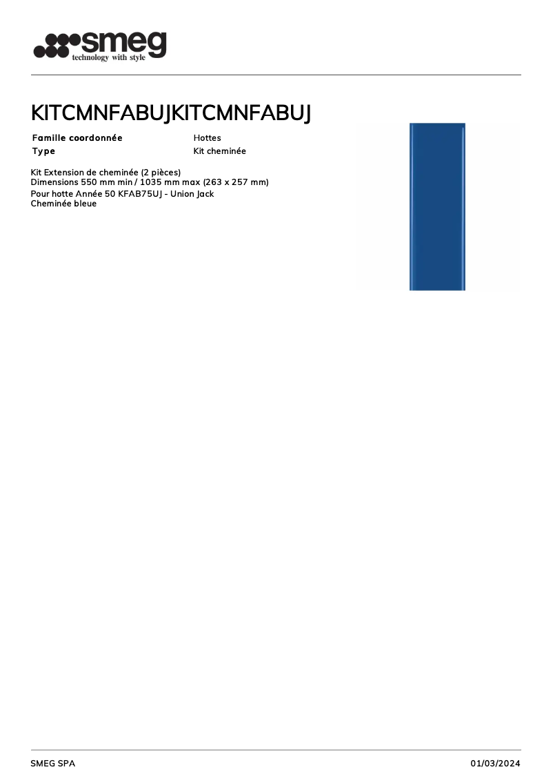 Página 1 del manual Manual de usuario Smeg KITCMNFABUJ