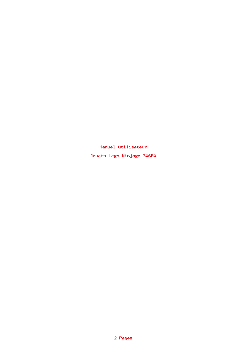 Page 1 de la notice Manuel utilisateur Lego Ninjago 30650