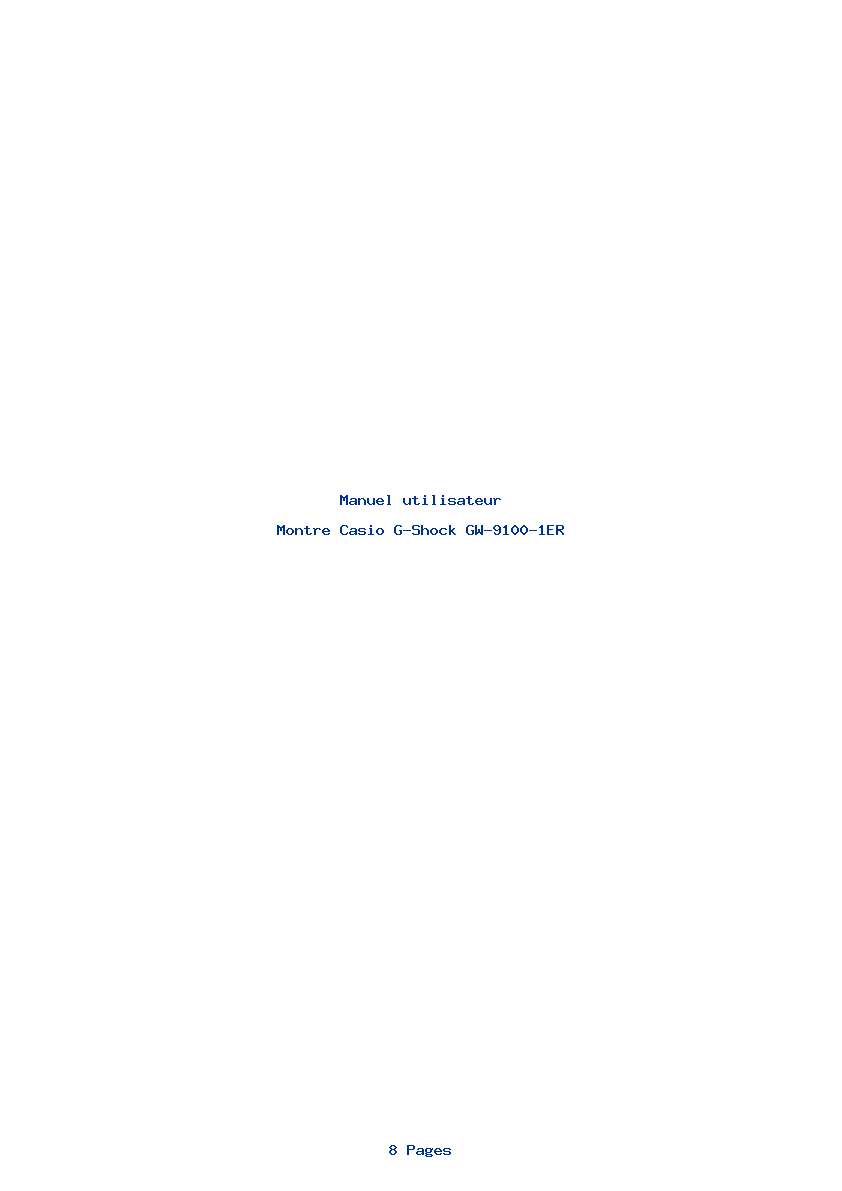 Page 1 de la notice Manuel utilisateur Casio G-Shock GW-9100-1ER