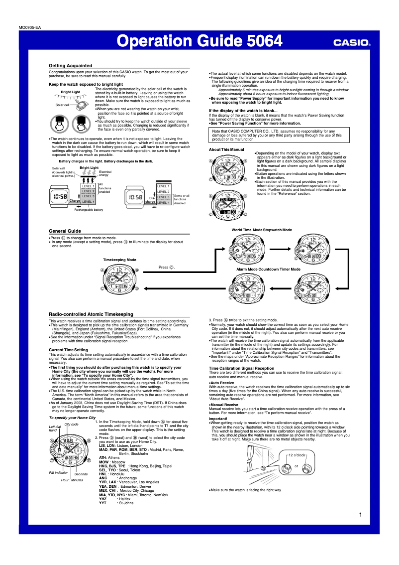 Page 1 de la notice Manuel utilisateur Casio GW-2500B-1AER