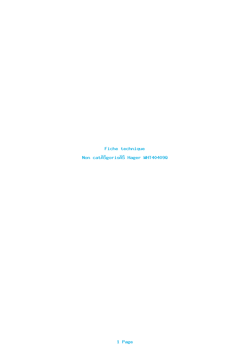 Page 1 de la notice Fiche technique Hager WHT40409Q