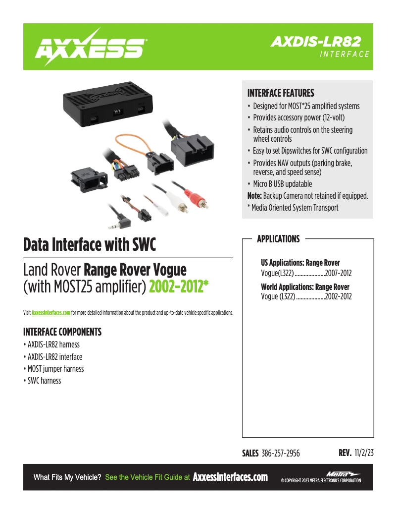 Page 1 de la notice Fiche technique AXESS AXDIS-LR82