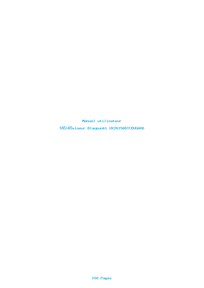 Page 1 de la notice Manuel utilisateur Blaupunkt UX26I56BTCDUGA06