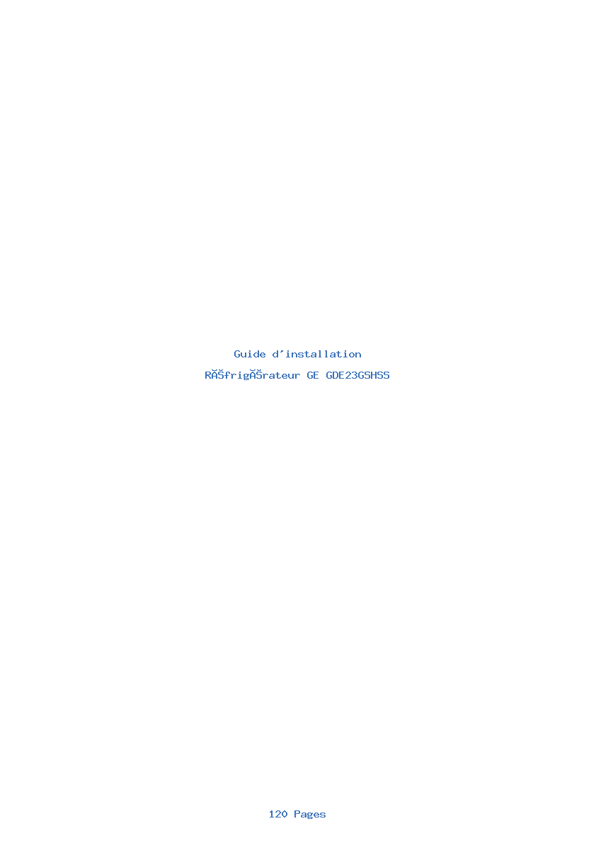 Page 1 de la notice Guide d'installation GE GDE23GSHSS