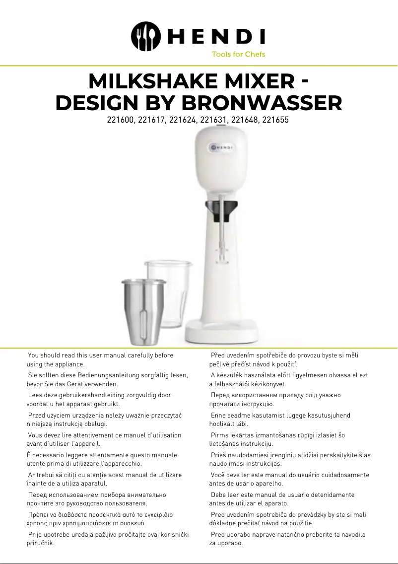 Page 1 de la notice Manuel utilisateur Hendi 221495