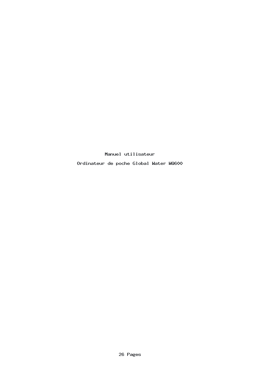 Page 1 de la notice Manuel utilisateur Global Water WQ600