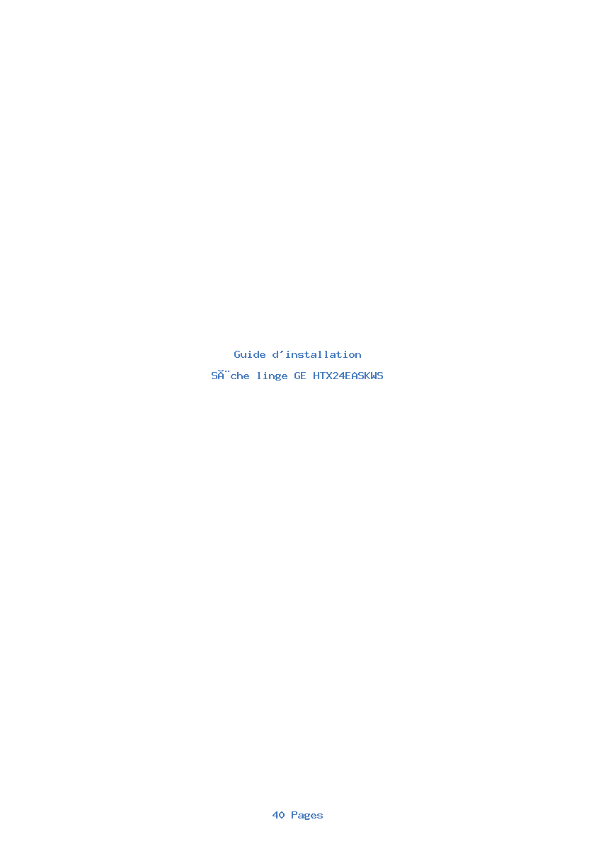 Page 1 de la notice Guide d'installation GE HTX24EASKWS
