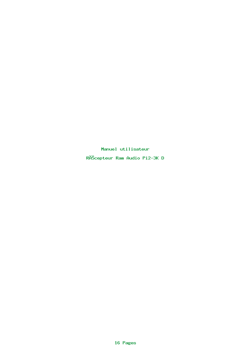 Page 1 de la notice Manuel utilisateur Ram Audio Pi2-3K D