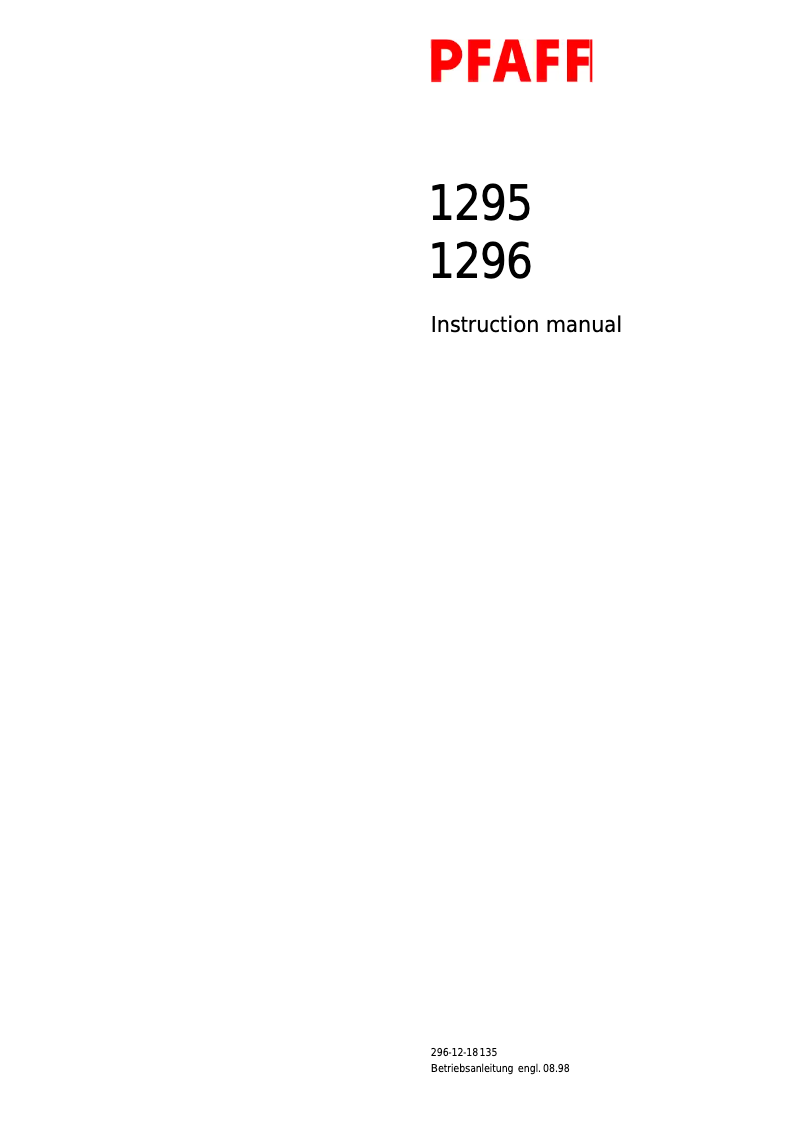 Página 1 del manual Manual de usuario Pfaff 1295