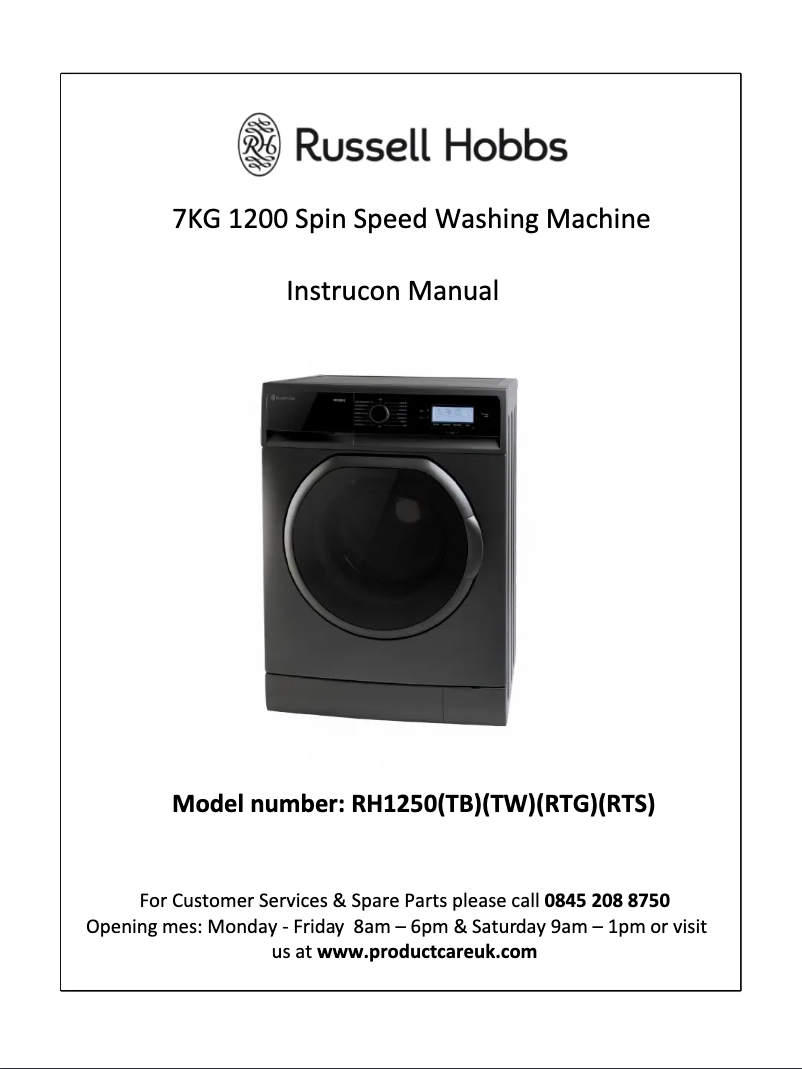 Página 1 del manual Manual de usuario Russell Hobbs RH1250TB