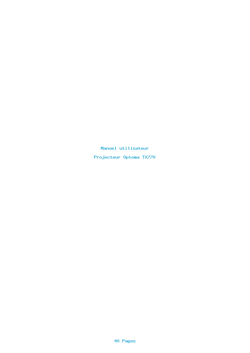 Page 1 de la notice Manuel utilisateur Optoma TX770