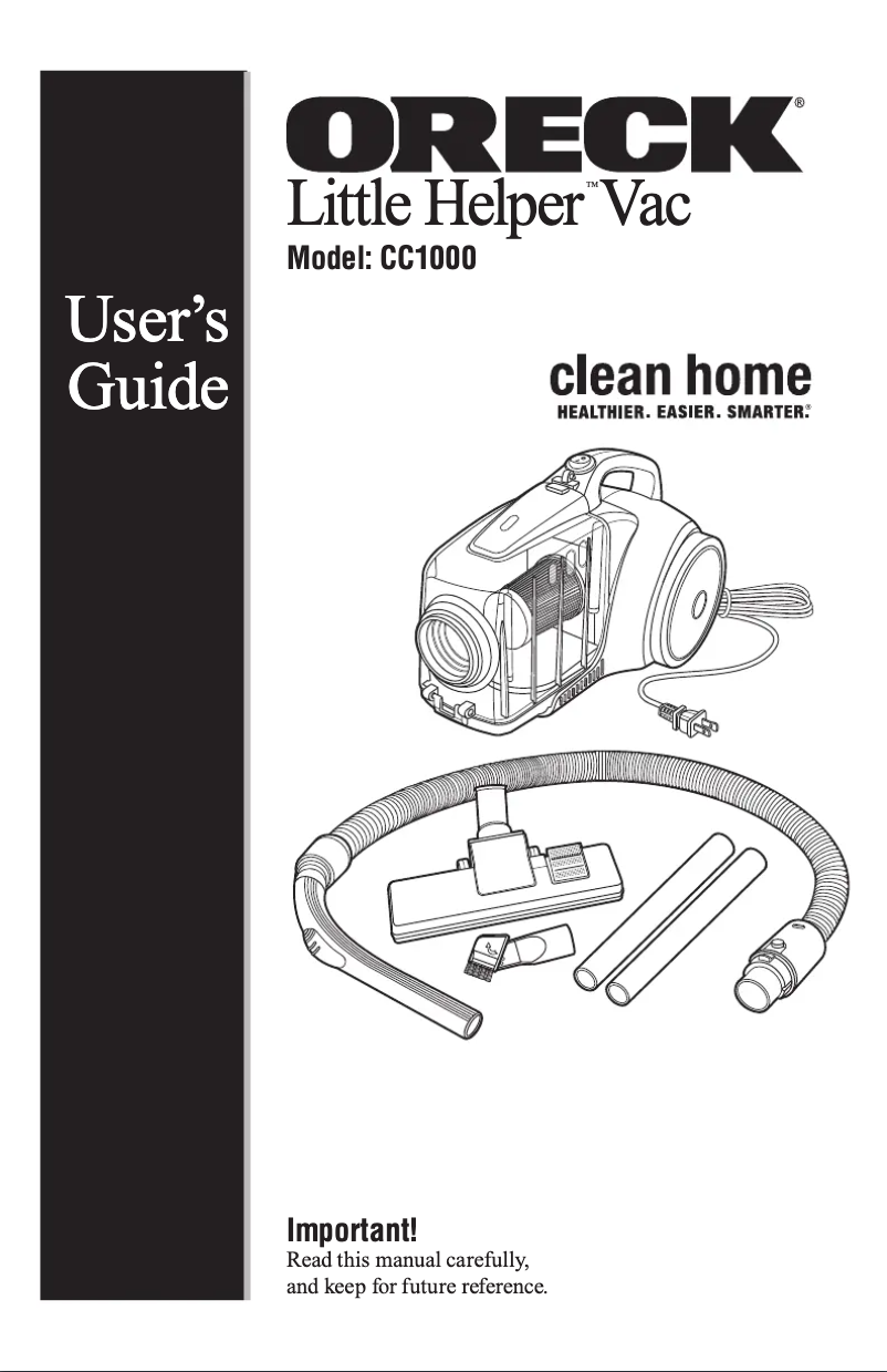 Page 1 of the manual User Manual Oreck Little Helper CC1000