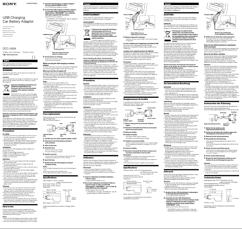 Page 1 de la notice Manuel utilisateur Sony DCC-U50A