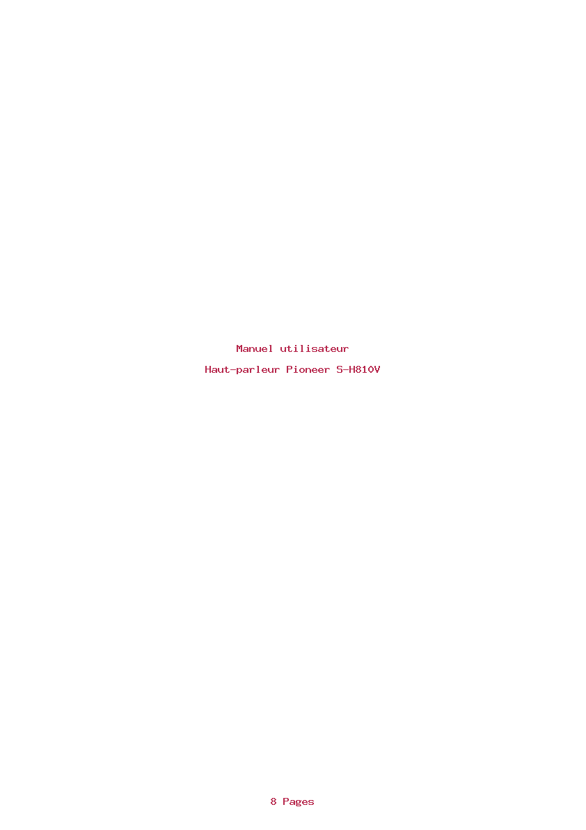 Page 1 de la notice Manuel utilisateur Pioneer S-H810V