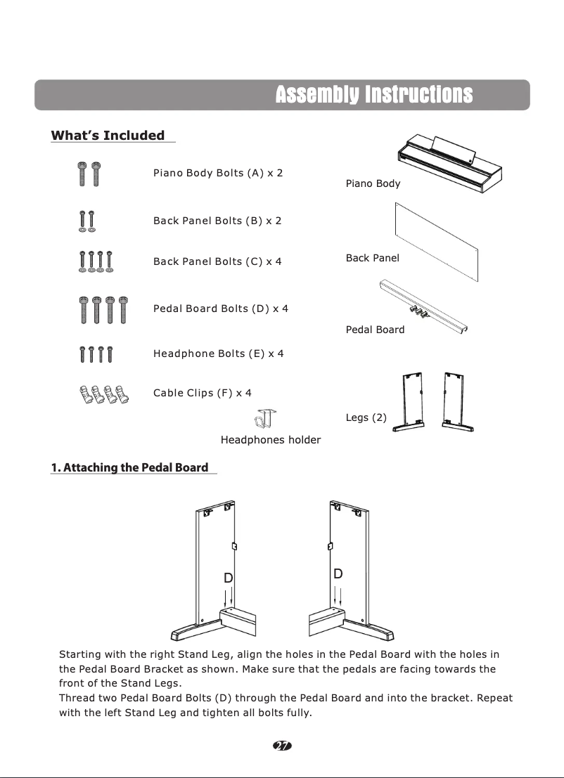 Page 1 de la notice Instructions / montage Kurzweil CUP M1