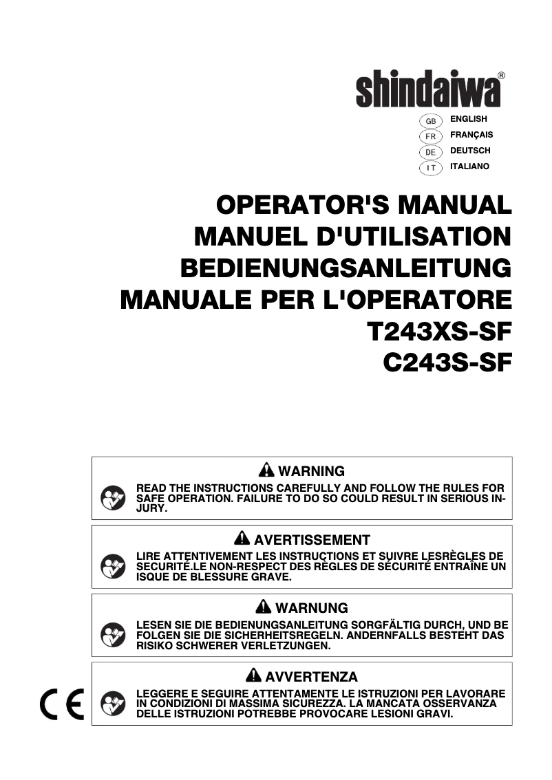 Page 1 de la notice Manuel utilisateur Shindaiwa C243S