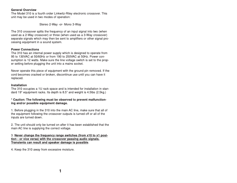 Page 1 de la notice Manuel utilisateur ART 310