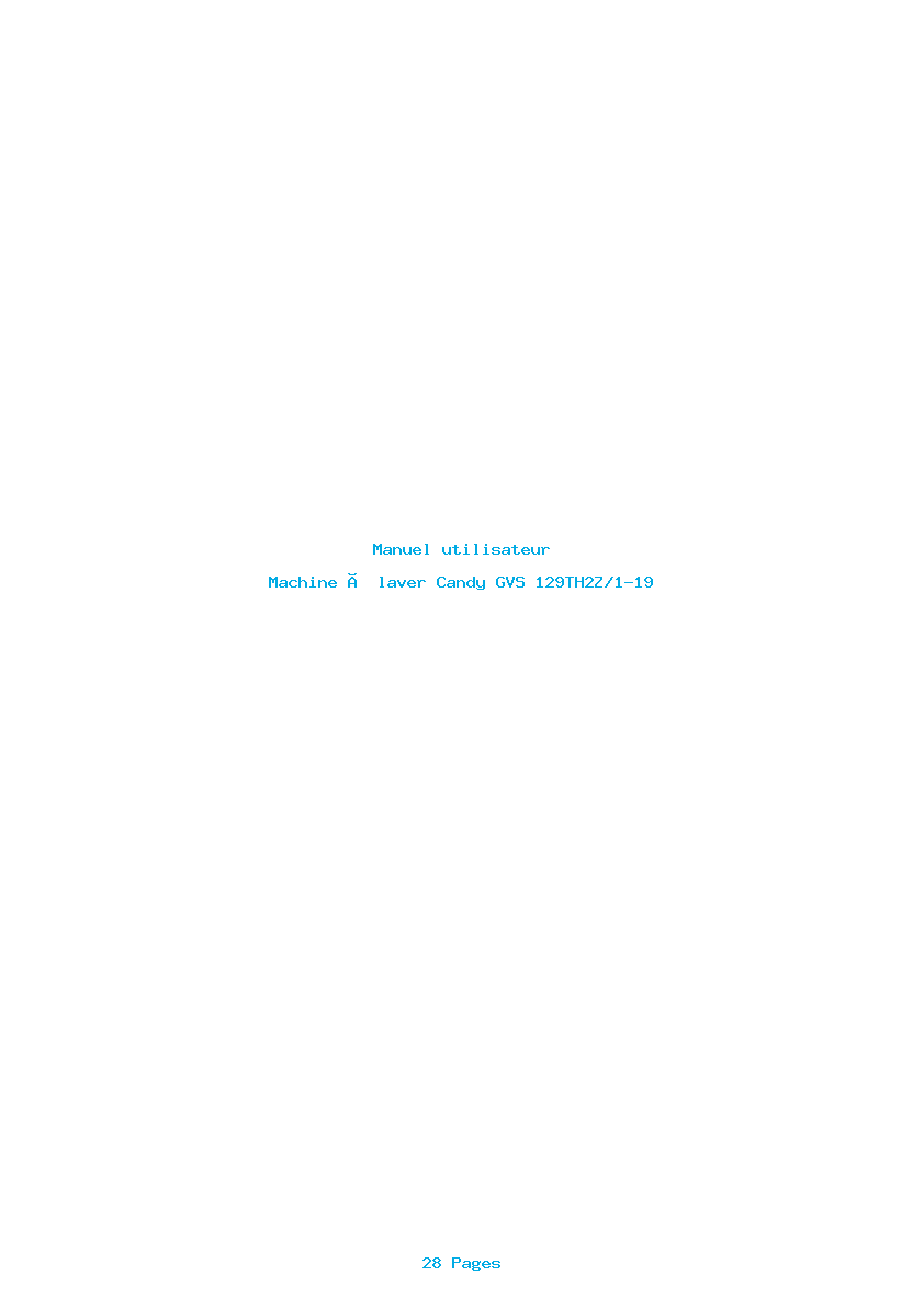 Page 1 de la notice Manuel utilisateur Candy GVS 129TH2Z/1-19