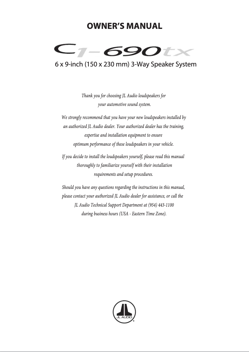Page 1 de la notice Manuel utilisateur JL Audio C1-690tx