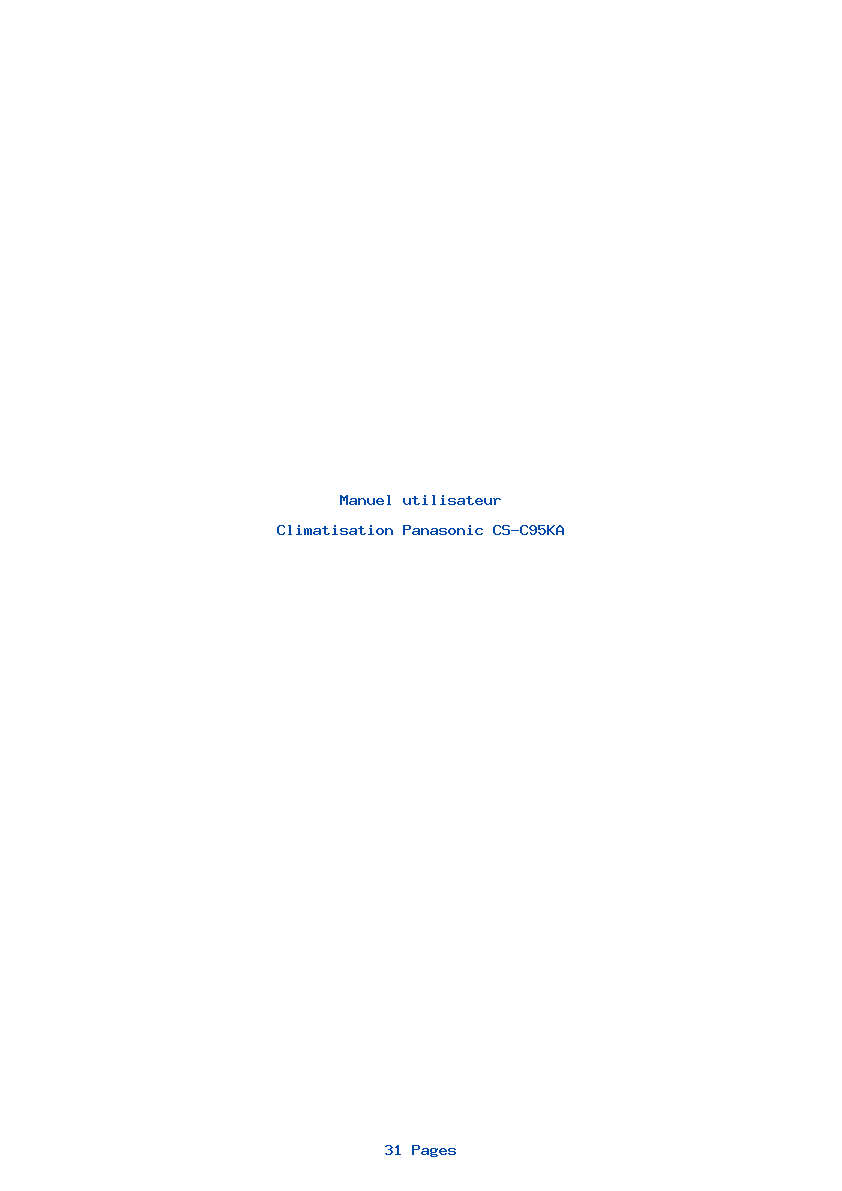 Page 1 de la notice Manuel utilisateur Panasonic CS-C95KA