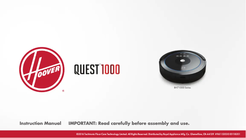 Página 1 del manual Manual de usuario Hoover Quest 1000