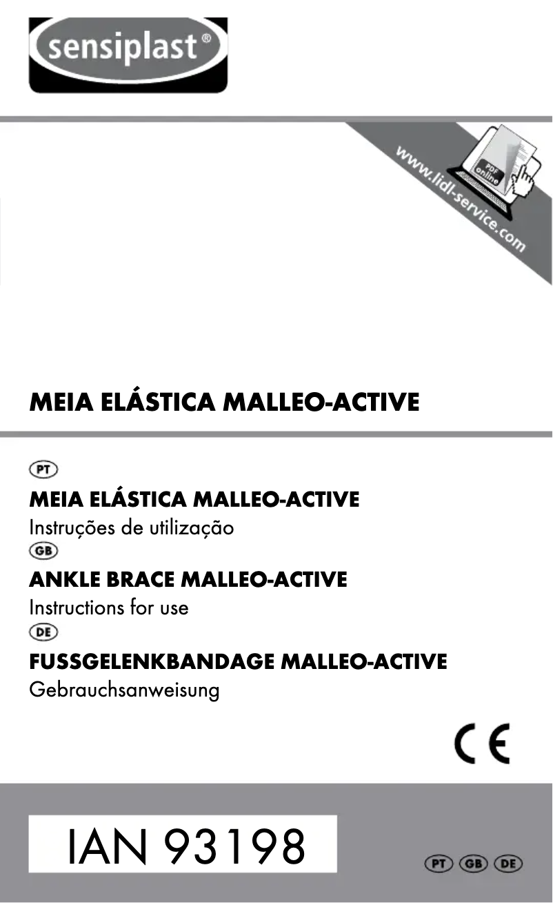 Page 1 de la notice Manuel utilisateur Sensiplast IAN 93198