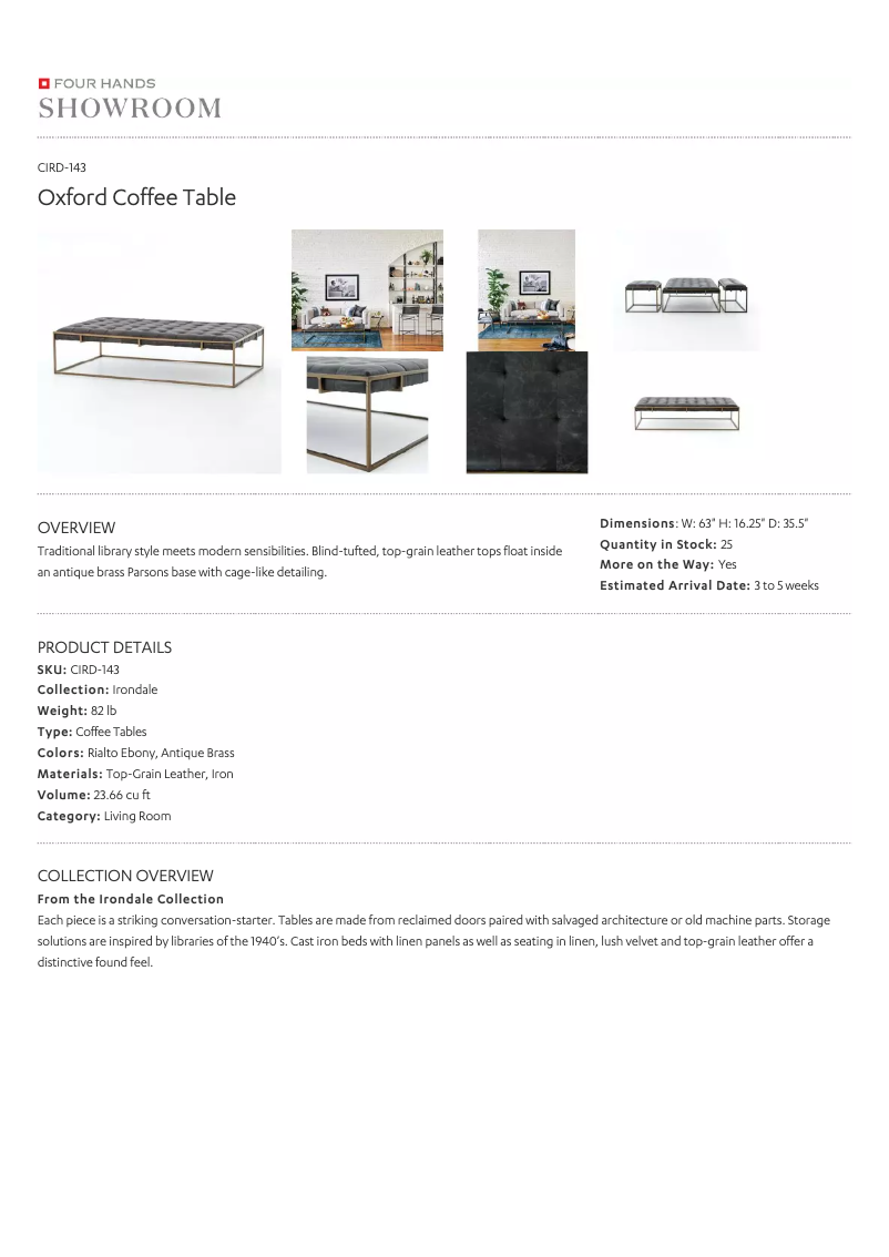 Page 1 de la notice Manuel utilisateur Four Hands CIRD-143