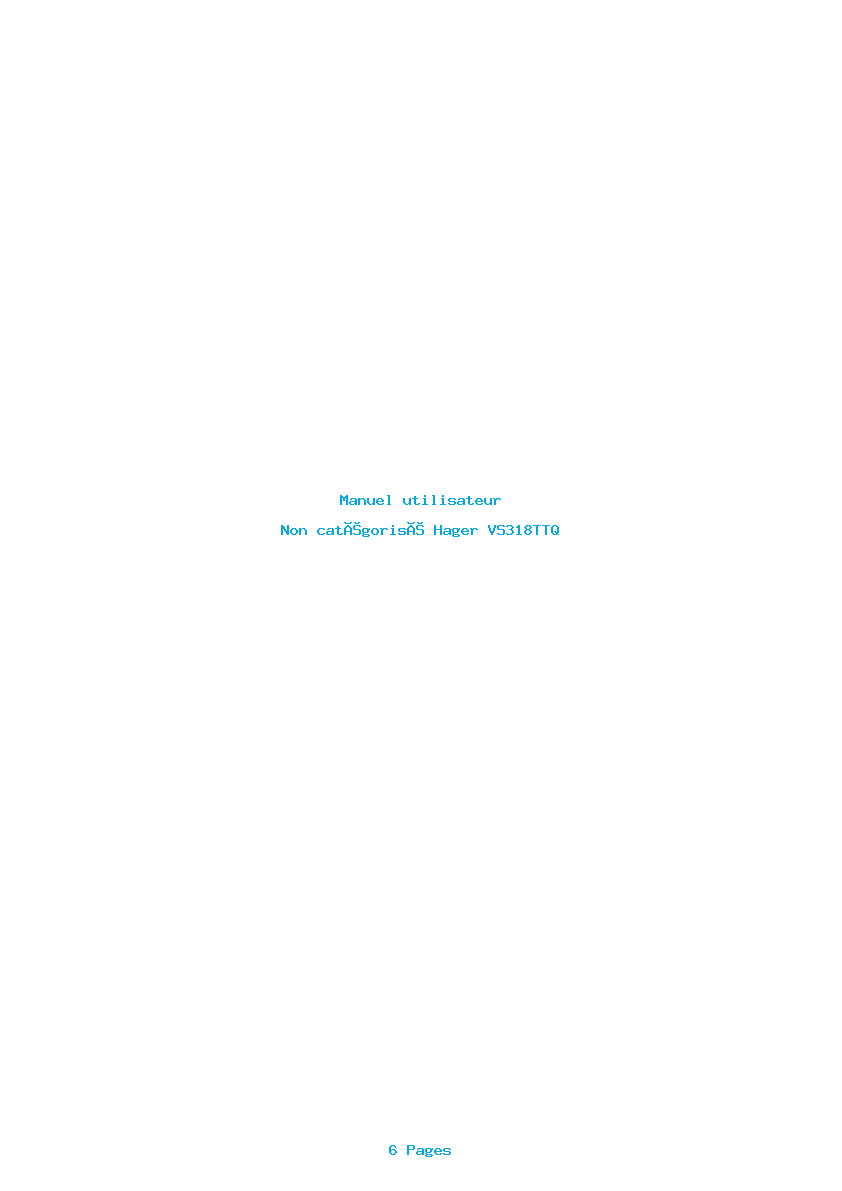 Page 1 de la notice Manuel utilisateur Hager VS318TTQ