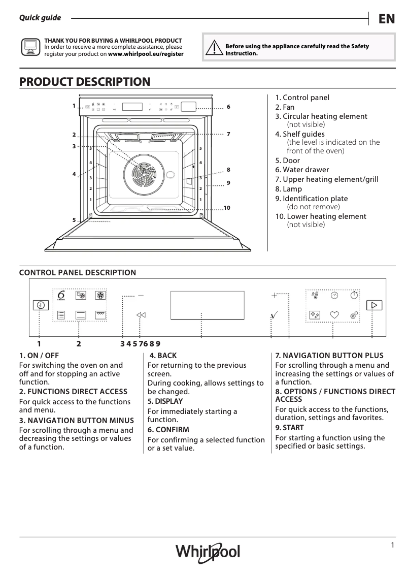 Página 1 del manual Manual de uso y mantenimiento Whirlpool SMO 658C/NE