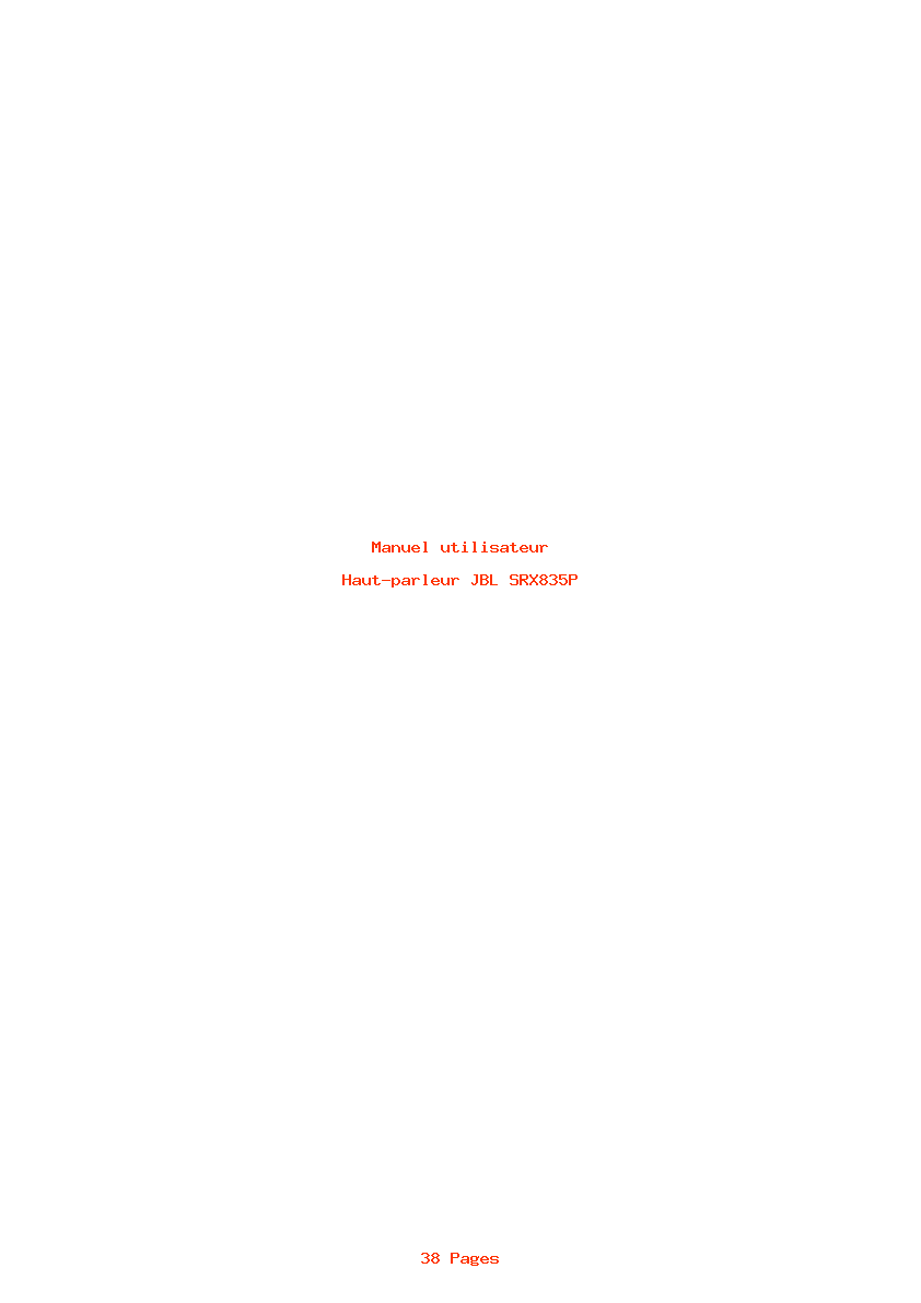 Page 1 de la notice Manuel utilisateur JBL SRX835P